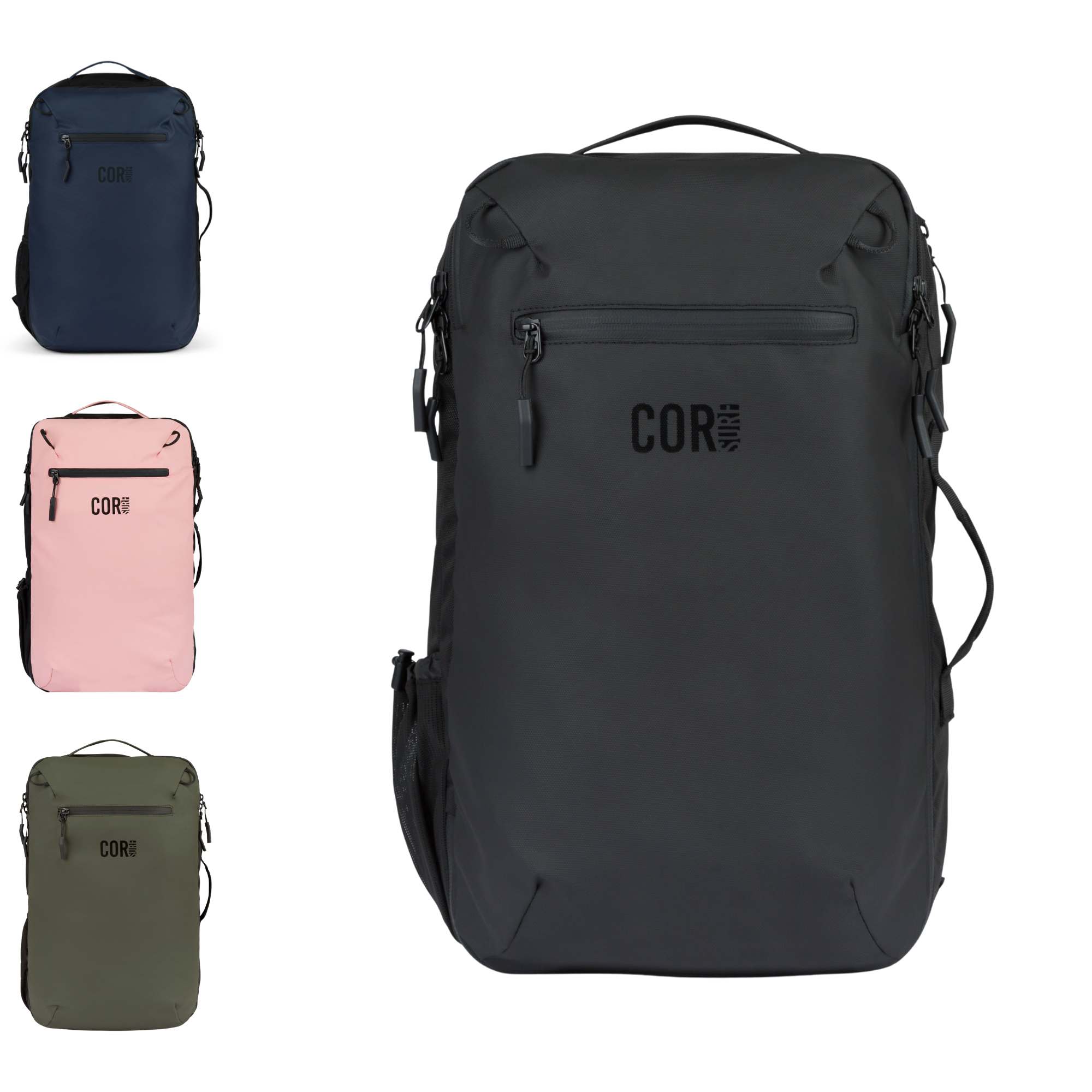 Island Hopper 28L travel backpack with front pocket and shoulder straps.