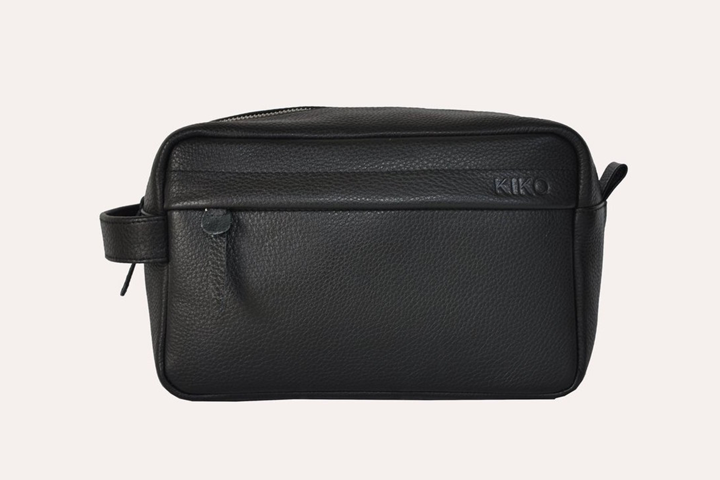 Kiko Leather black pebble leather travel kit