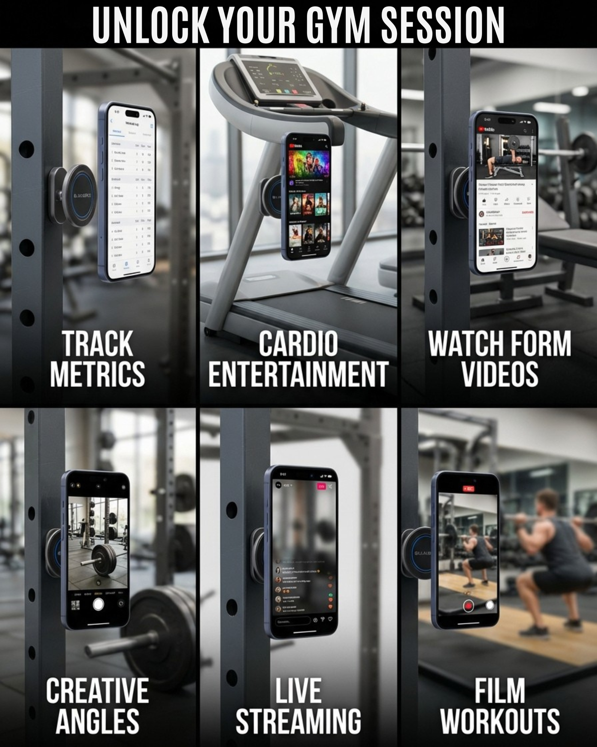 Magnetic Gym Phone Holder