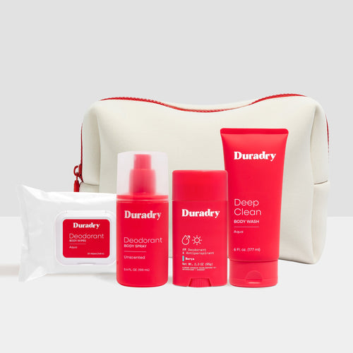 Active Body Set with body-care products and neoprene travel bag.