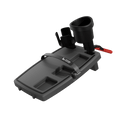 Car tray with XL drink holders on a vehicle passenger seat.