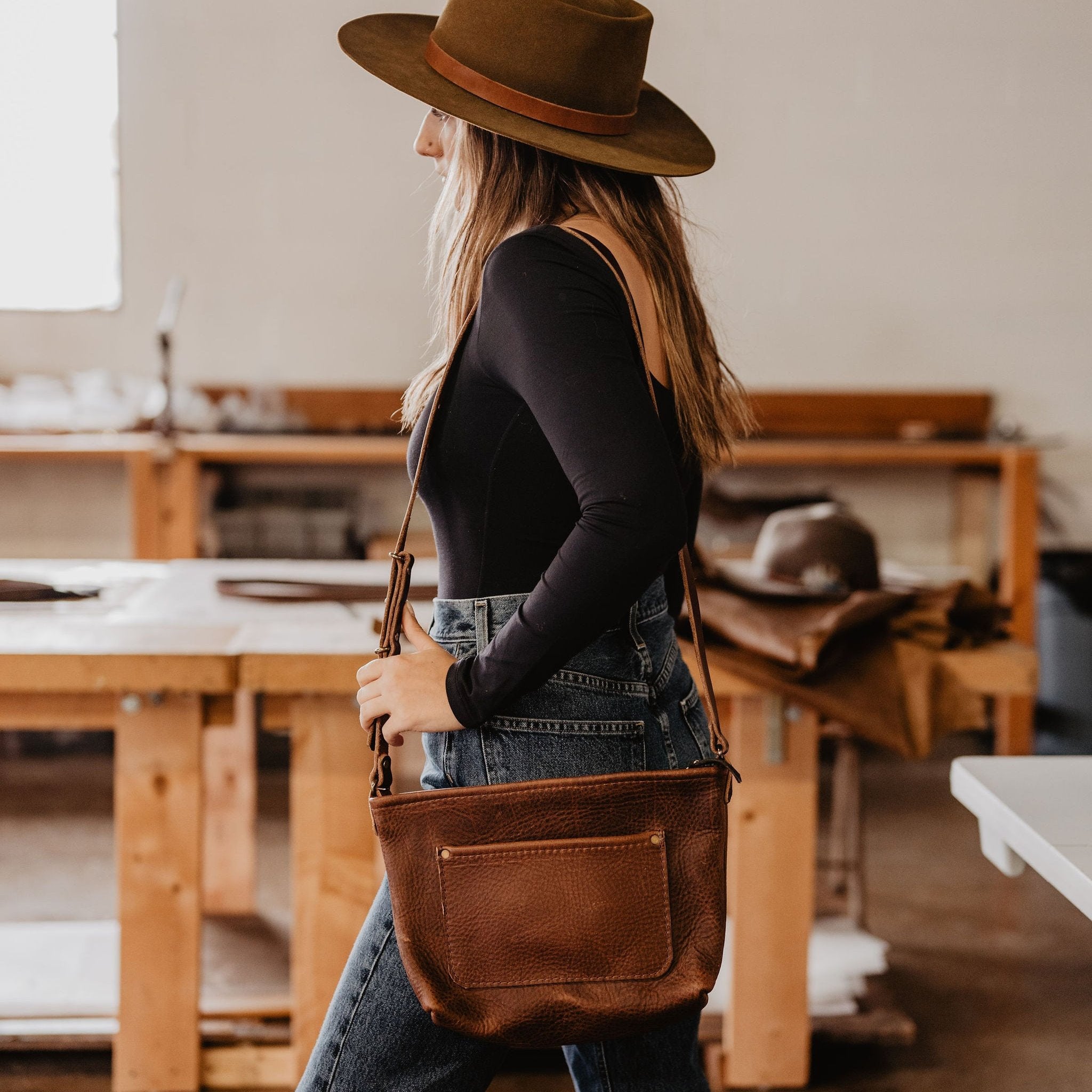 USA-Made Leather Field Bag