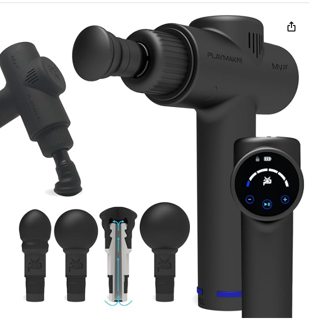 PlayMakar MVP+ percussion massage system shown against a white background.