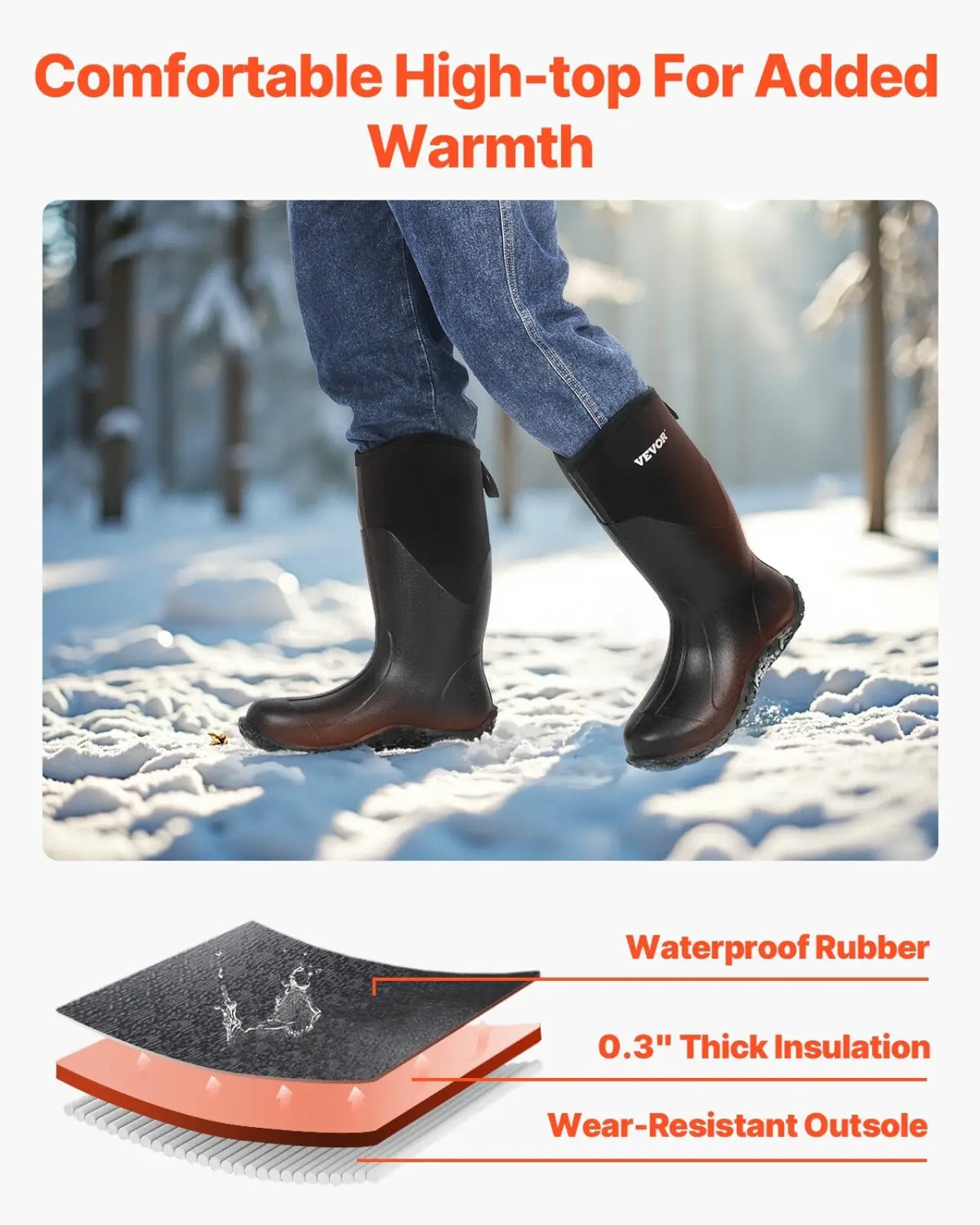 Men's Insulated Waterproof Rubber Boots