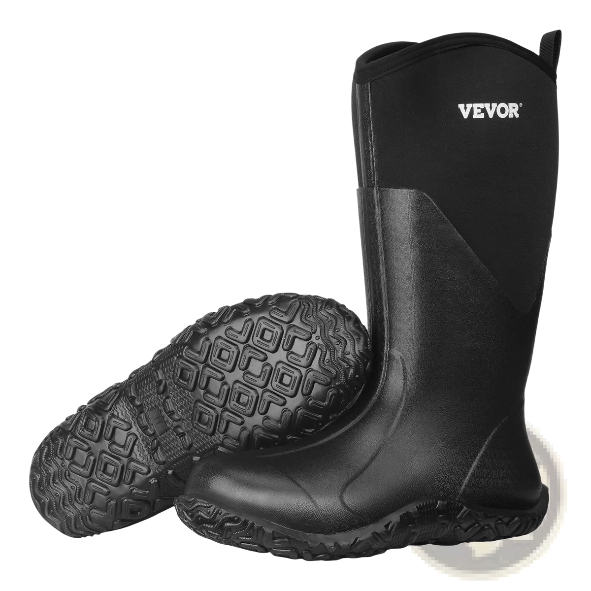 Black men's insulated waterproof rubber boots.
