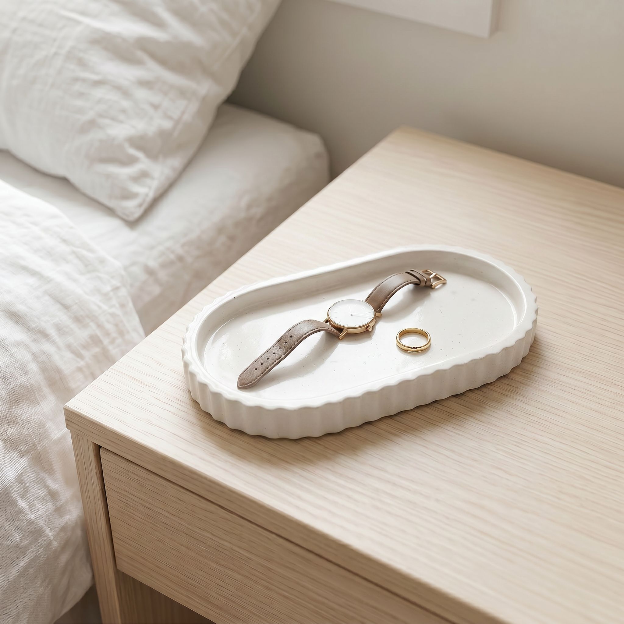 Scalloped Oblong Catchall Tray - Gypsum White