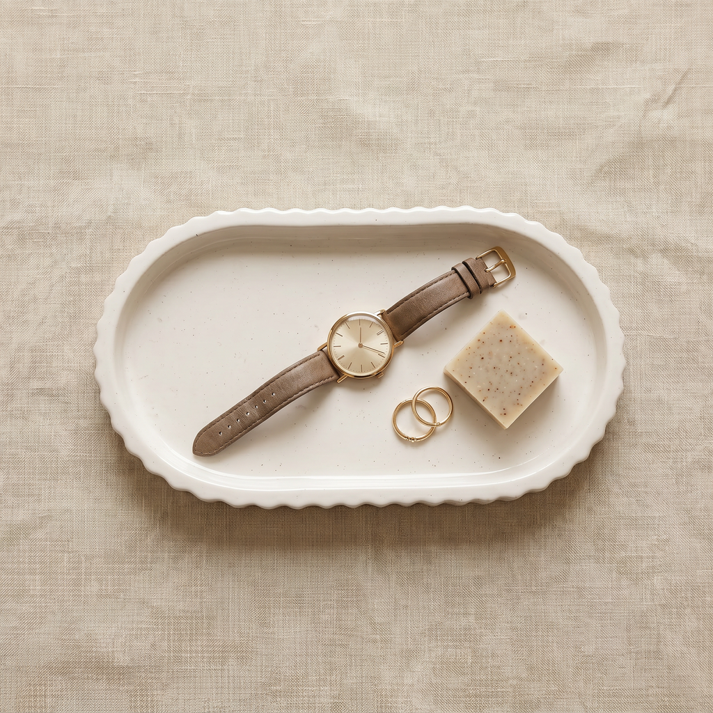 Scalloped Oblong Catchall Tray - Gypsum White