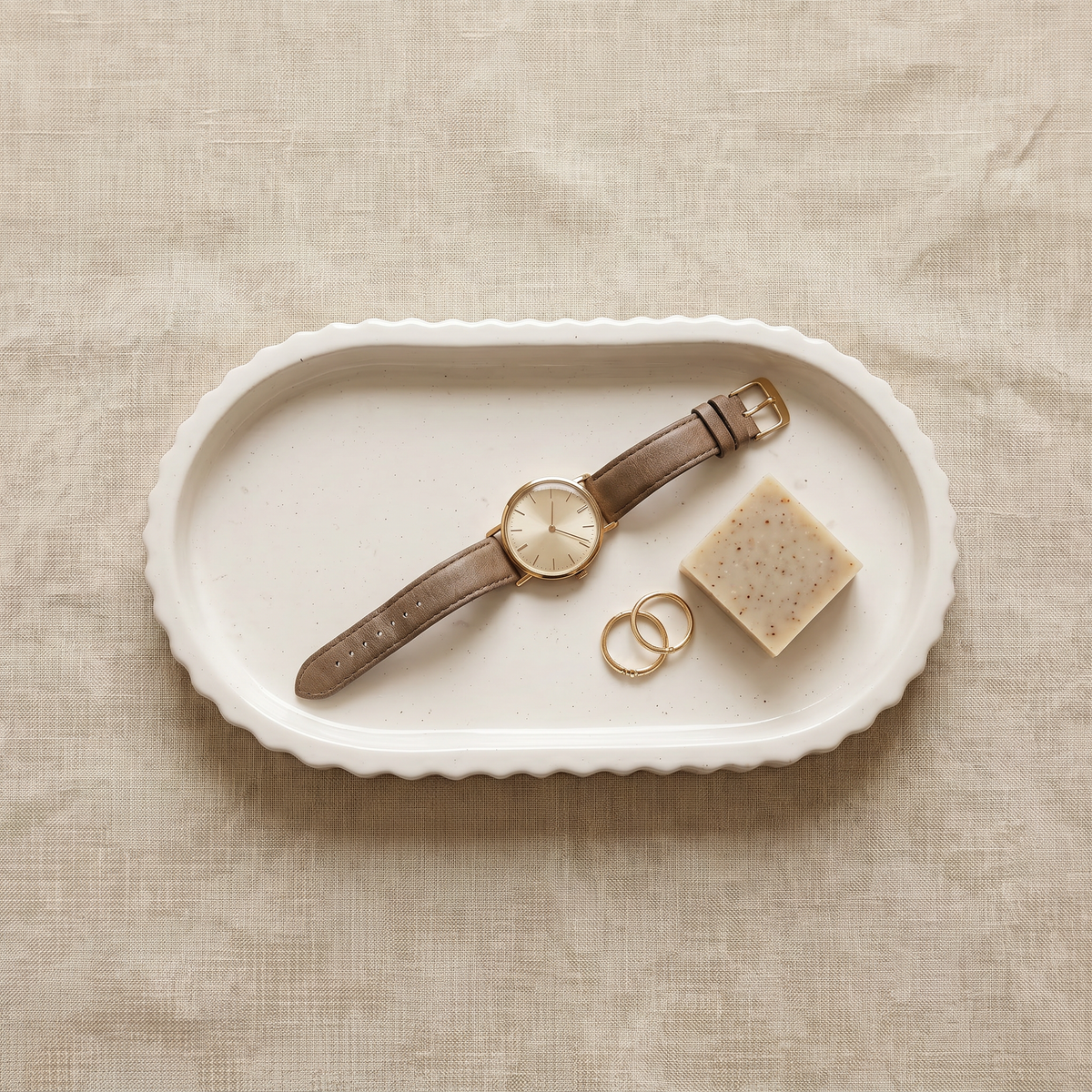 Scalloped Oblong Catchall Tray - Gypsum White