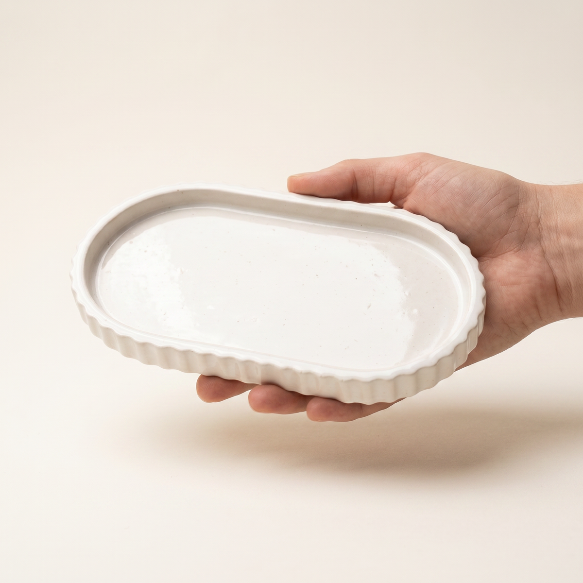 Scalloped Oblong Catchall Tray - Gypsum White