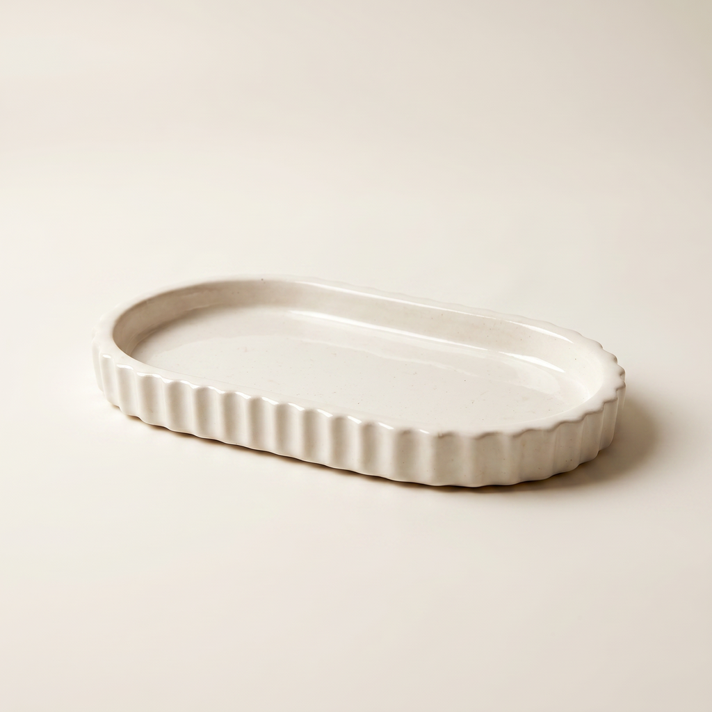 Scalloped Oblong Catchall Tray - Gypsum White