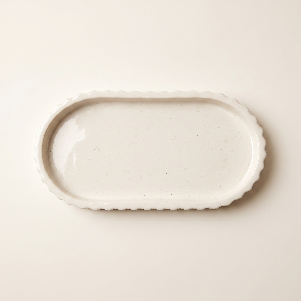 Scalloped Oblong Catchall Tray - Gypsum White