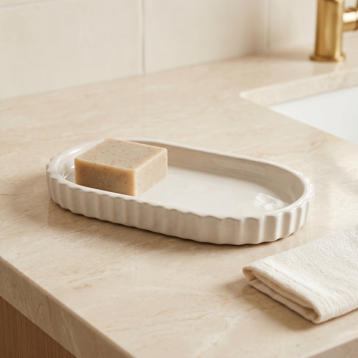 Scalloped Oblong Catchall Tray - Gypsum White